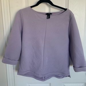 H&M, Lilac Ribbed Blouse with 3/4 Sleeves, Size: X Small
